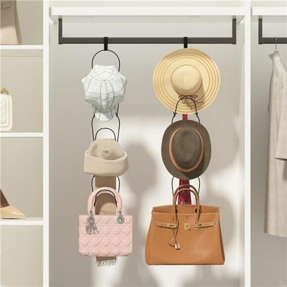 LINFIDITE 10 Pack Hat Rack Over Door Cap Organizer Wall Closet Hanger Set - Picture 2 of 7